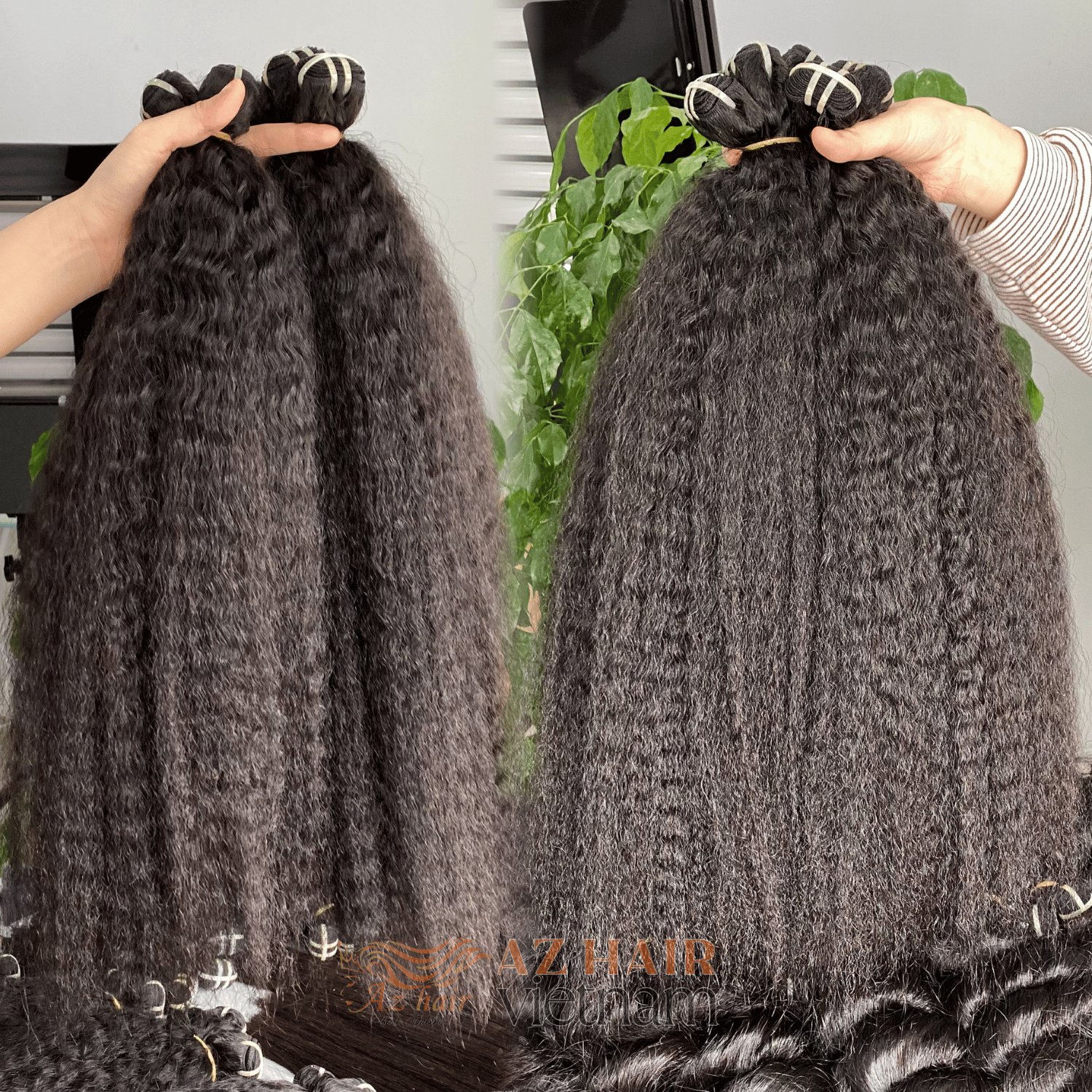 Top Quality Raw Vietnamese Hair Kinky Straight Human Hair Bundles Weft Hair Extensions 20 Inches Double Drawn Shipping Worldwide