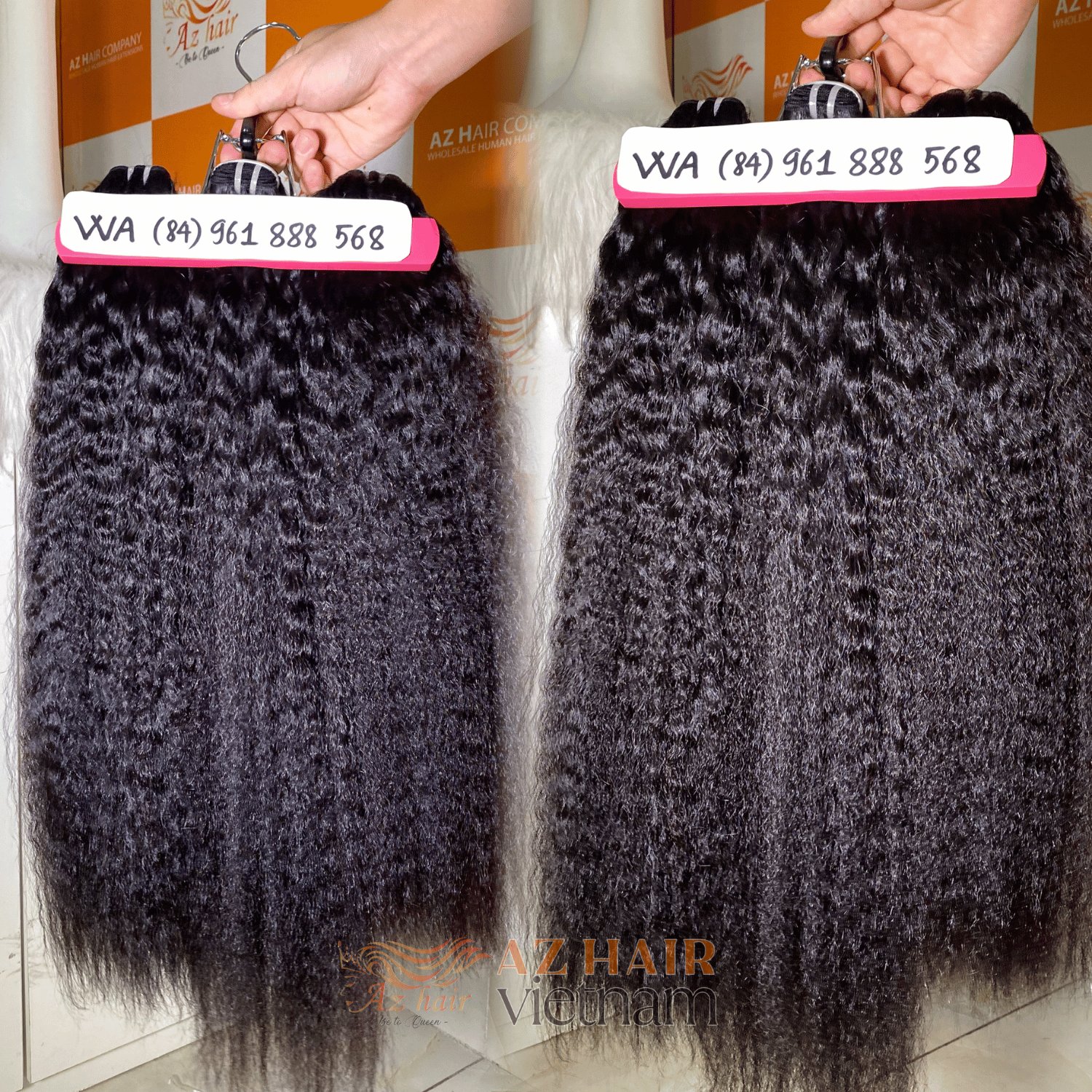 Top Quality Raw Vietnamese Hair Kinky Straight Human Hair Bundles Weft Hair Extensions 20 Inches Double Drawn Shipping Worldwide