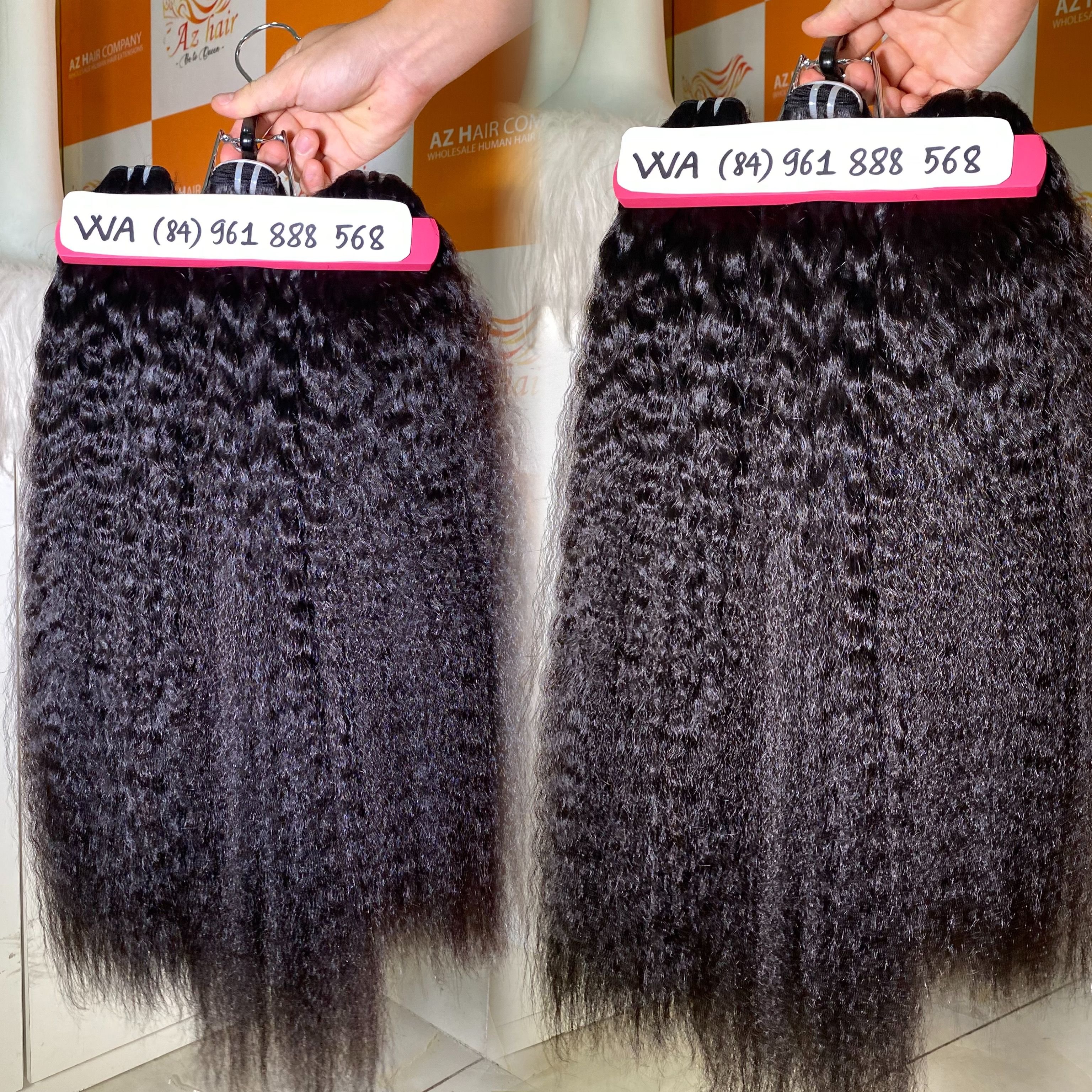 Top Quality Raw Vietnamese Hair Kinky Straight Human Hair Bundles Weft Hair Extensions 20 Inches Double Drawn Shipping Worldwide