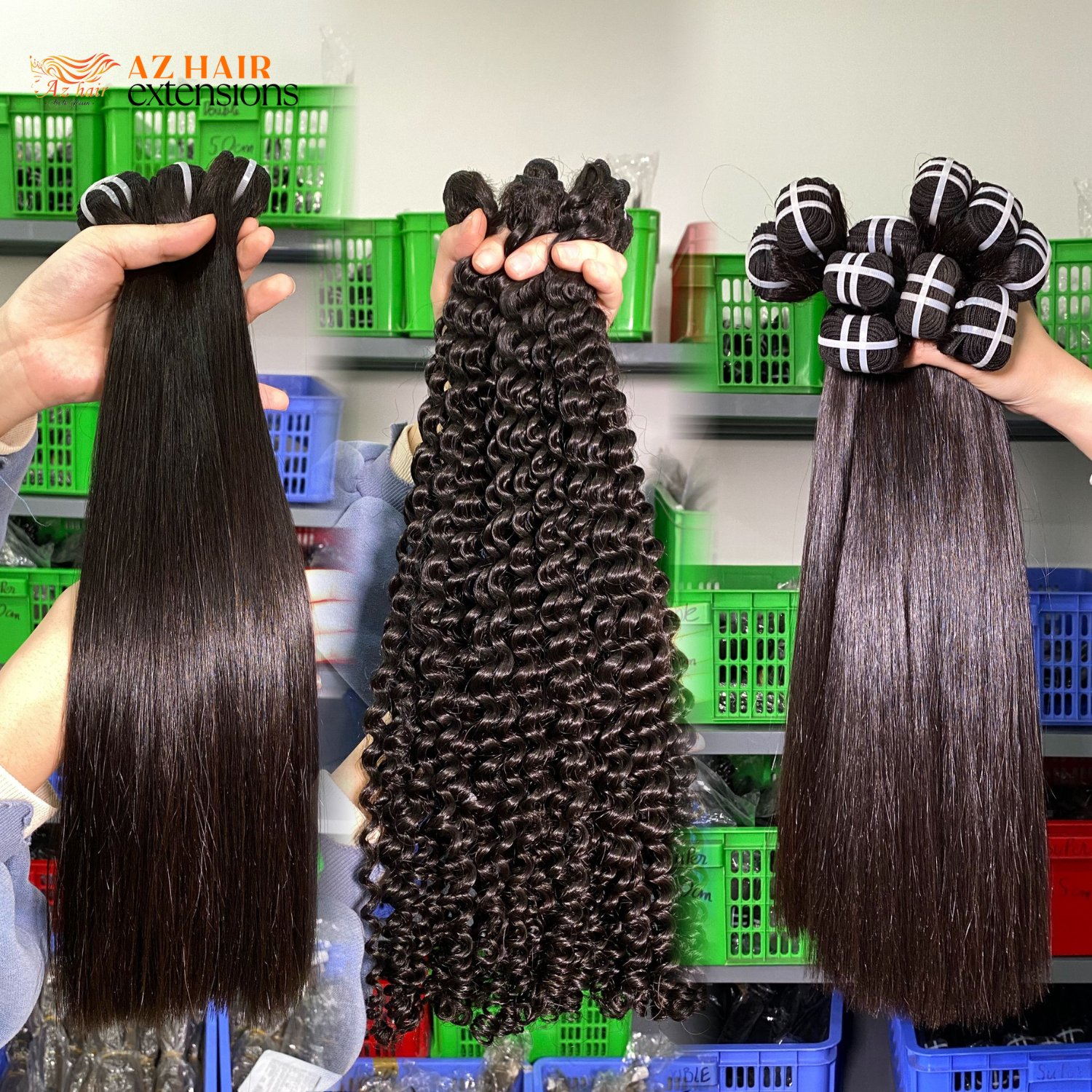 Top Quality Raw Vietnamese Hair Kinky Straight Human Hair Bundles Weft Hair Extensions 20 Inches Double Drawn Shipping Worldwide