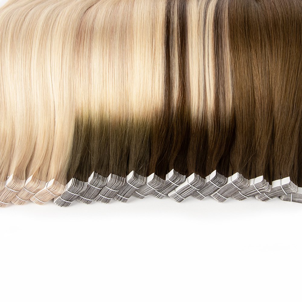 top selling wholesale double drawn cuticle aligned hair russian single donor raw virgin hair tape in hair extensions