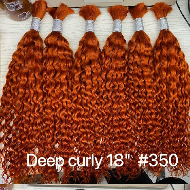 FH wholesale #350 deep curly blonde colored hair bulk no weft bulk hair extensions braiding human hair