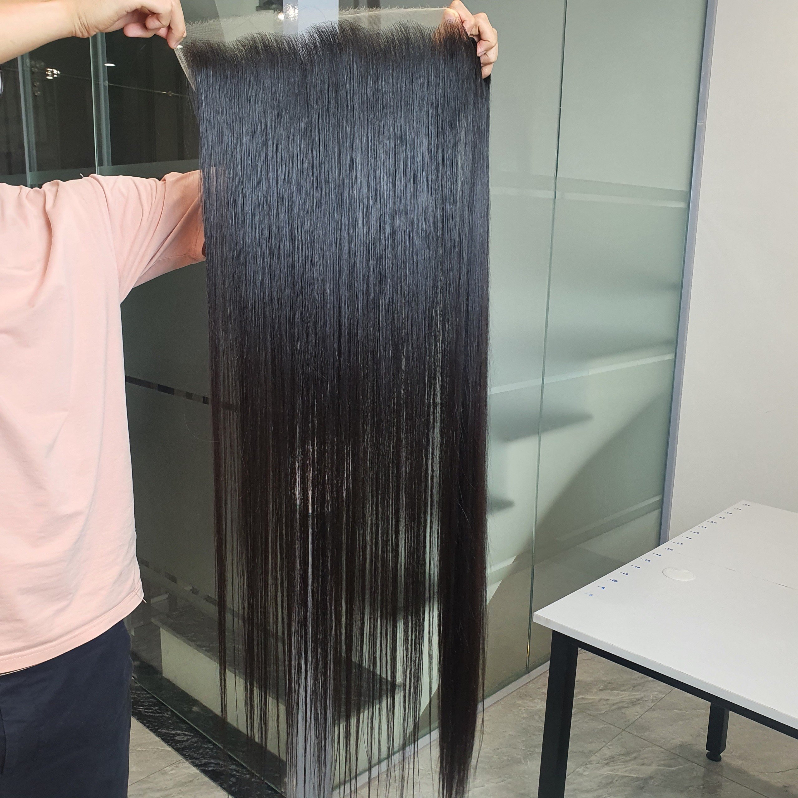 human hair wigs 42 inches raw hair bundles vietnam bone straight super double drawn raw hair full frontal weaves
