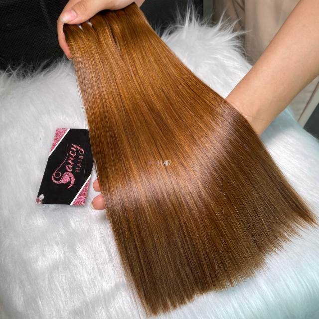Wholesale Price High Quality Weft Hair Bundles Straight Golden Brown Color 100% Raw Vietnamese Human Hair Extensions