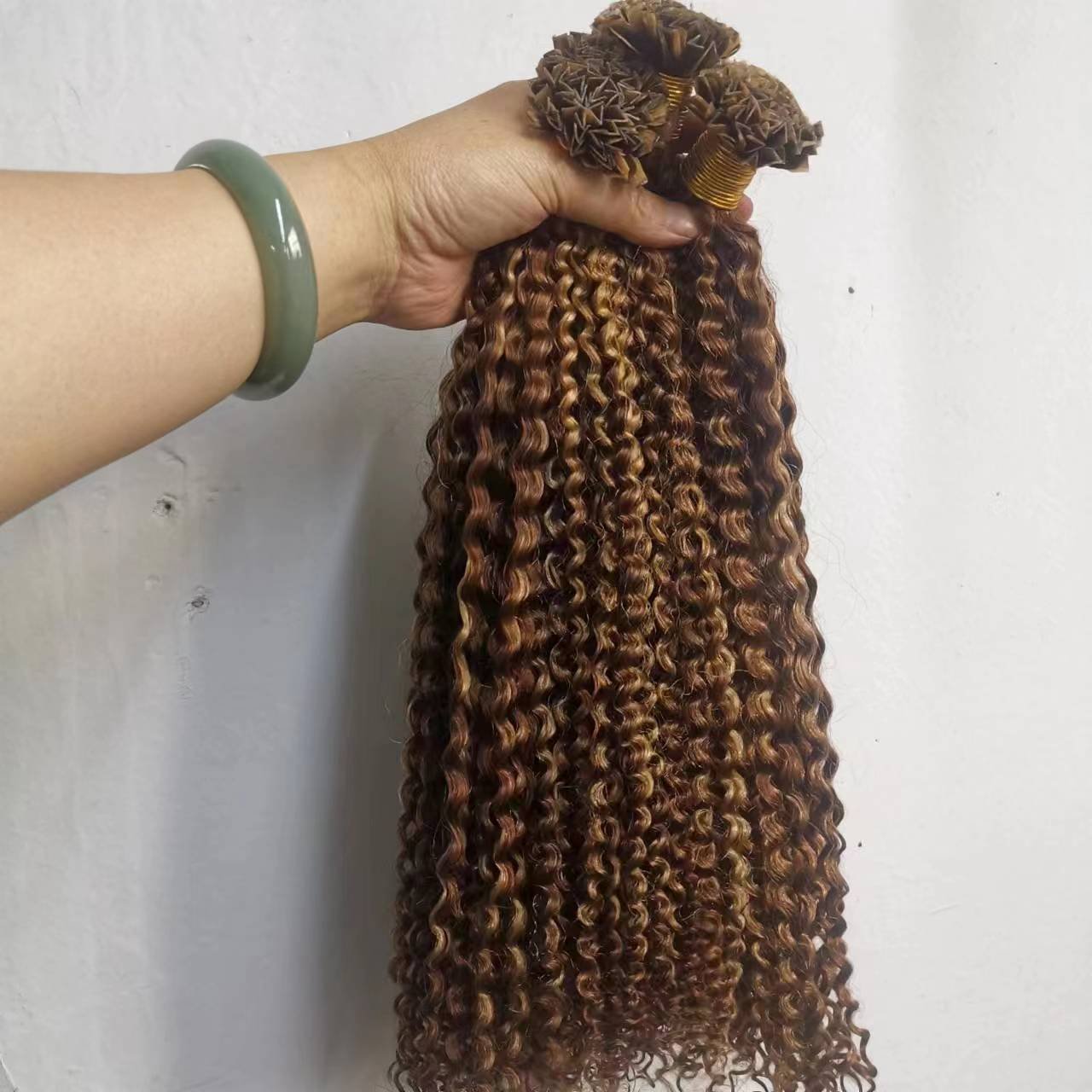 Customize Color Curly V Tip Hair Extension Human Hair 100% Raw Indian Unprocessed K/U/ Flat Keratin Tip Human Hair Extensions