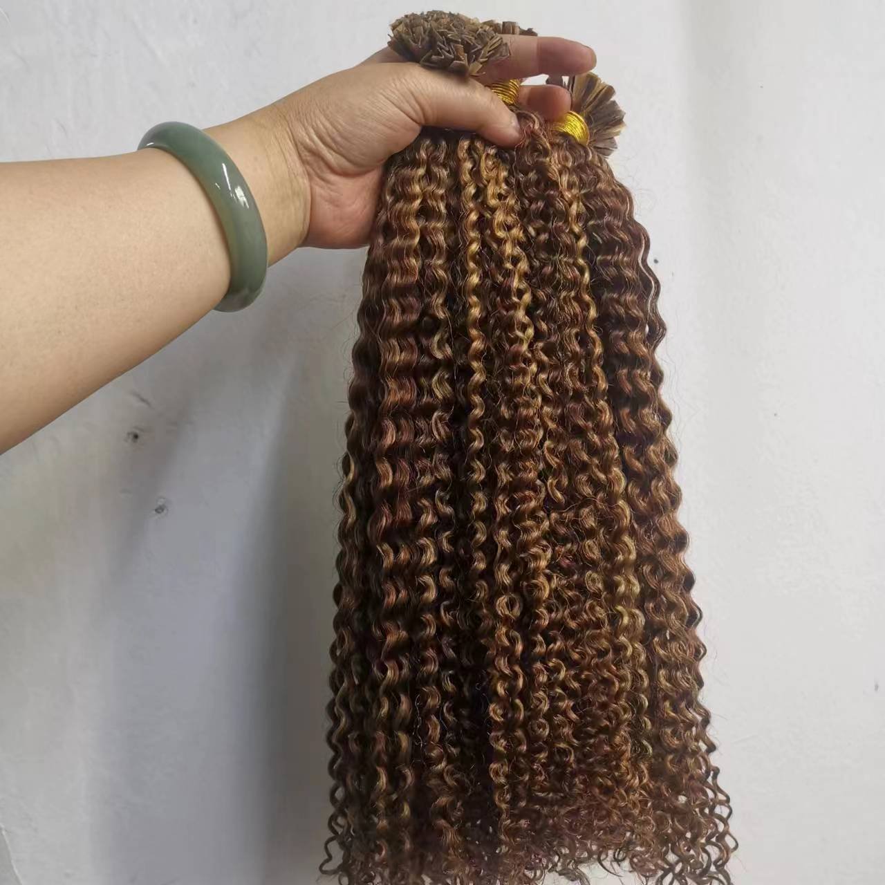 Customize Color Curly V Tip Hair Extension Human Hair 100% Raw Indian Unprocessed K/U/ Flat Keratin Tip Human Hair Extensions