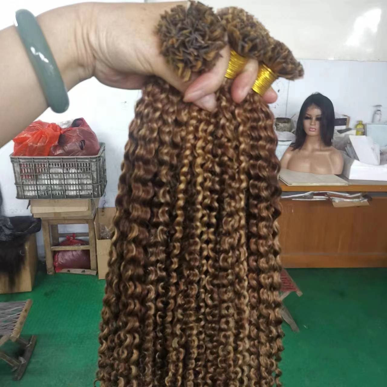 Customize Color Curly V Tip Hair Extension Human Hair 100% Raw Indian Unprocessed K/U/ Flat Keratin Tip Human Hair Extensions
