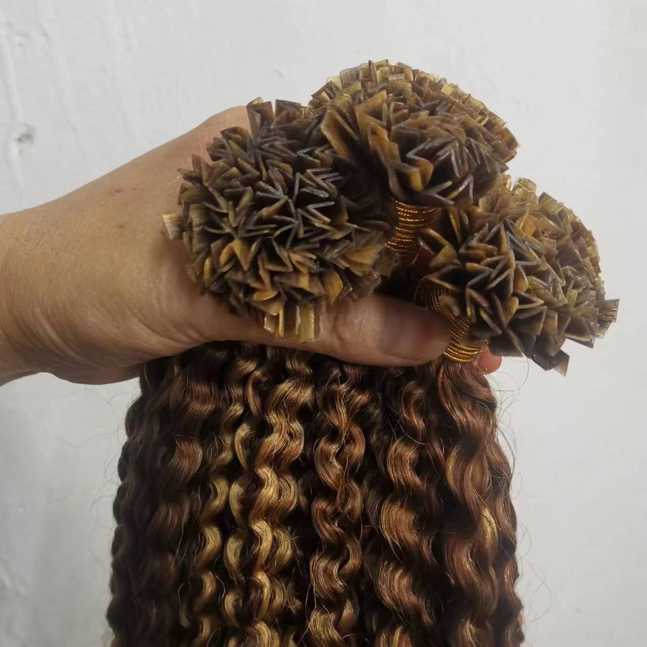 Customize Color Curly V Tip Hair Extension Human Hair 100% Raw Indian Unprocessed K/U/ Flat Keratin Tip Human Hair Extensions