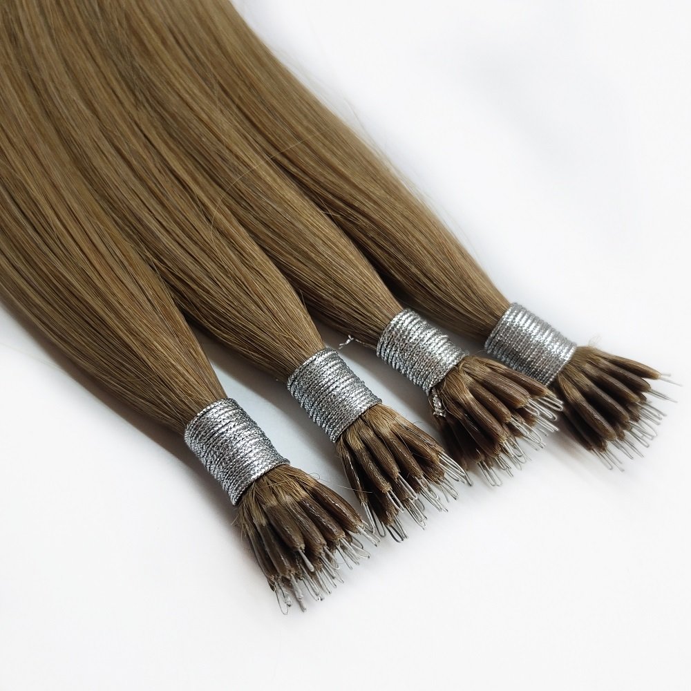 High Quality Double Drawn Italy Keratin Tip Nano Ring Human Hair Extensions