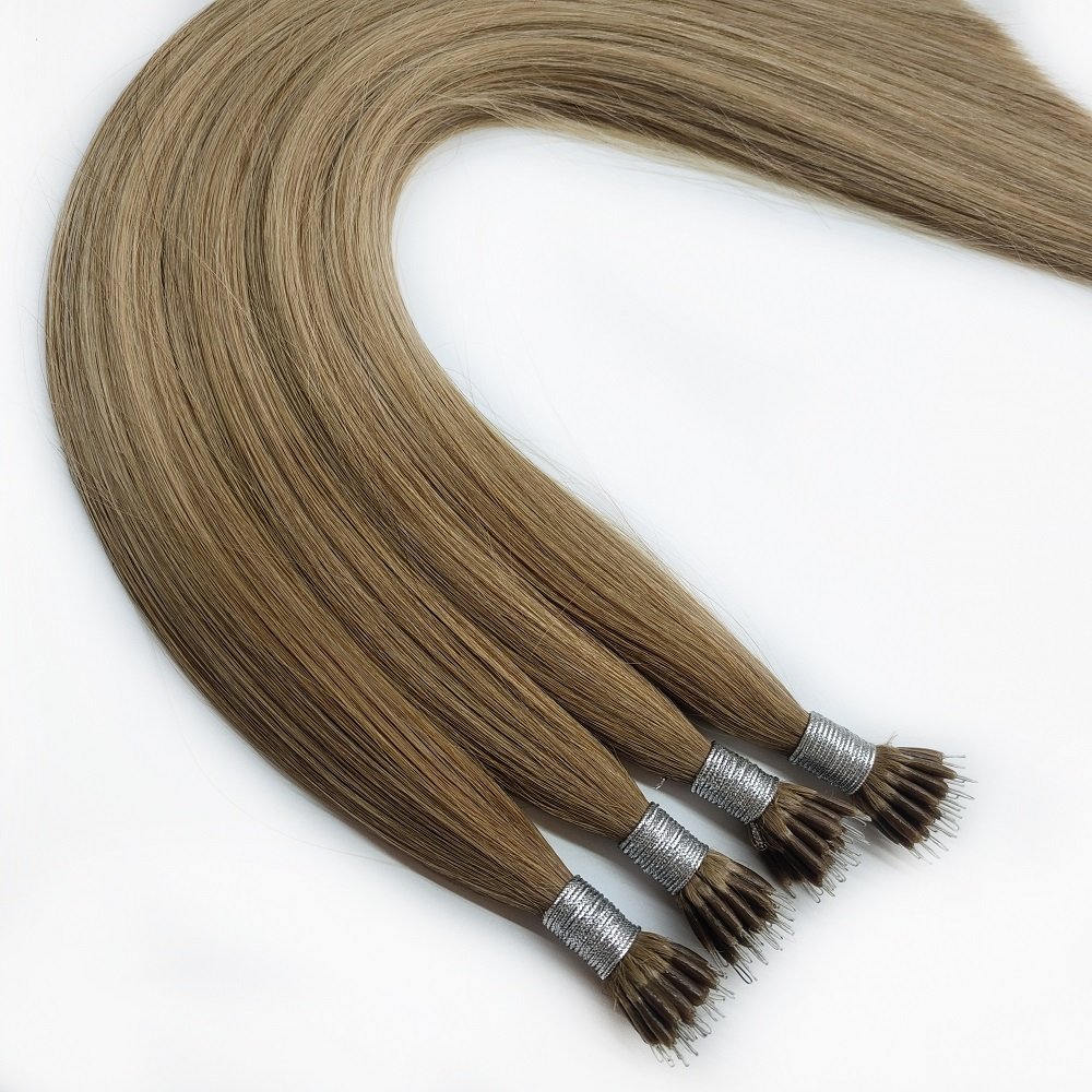 High Quality Double Drawn Italy Keratin Tip Nano Ring Human Hair Extensions