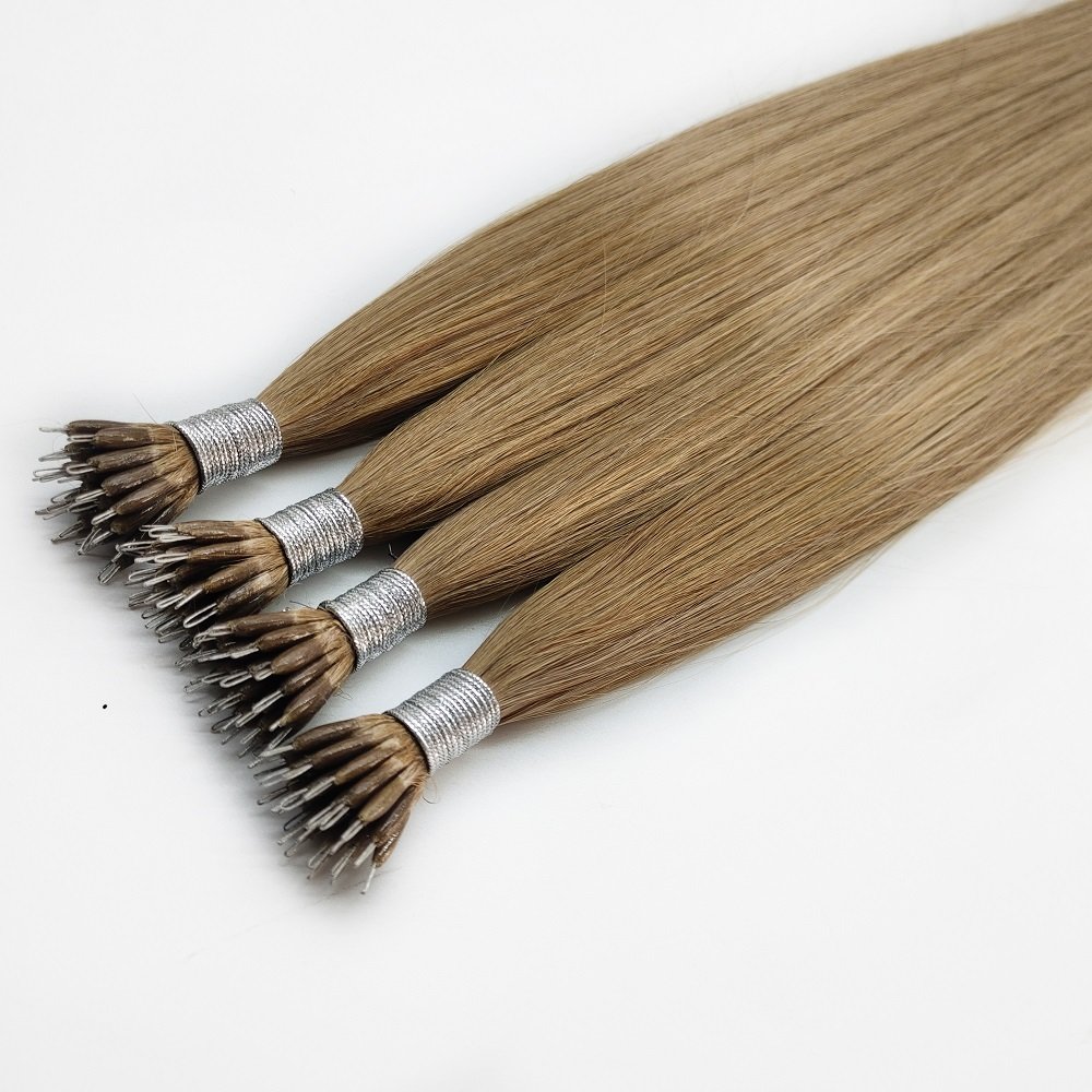 High Quality Double Drawn Italy Keratin Tip Nano Ring Human Hair Extensions