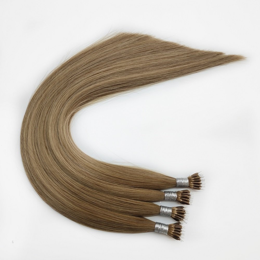 High Quality Double Drawn Italy Keratin Tip Nano Ring Human Hair Extensions