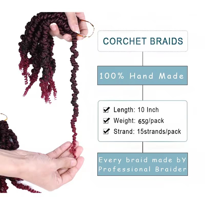 8 Inch Pre-Twisted Short Passion Twists Crochet Braids for Bob Spring Twists Short Curly Bomb Twist Braiding Hair Extensions