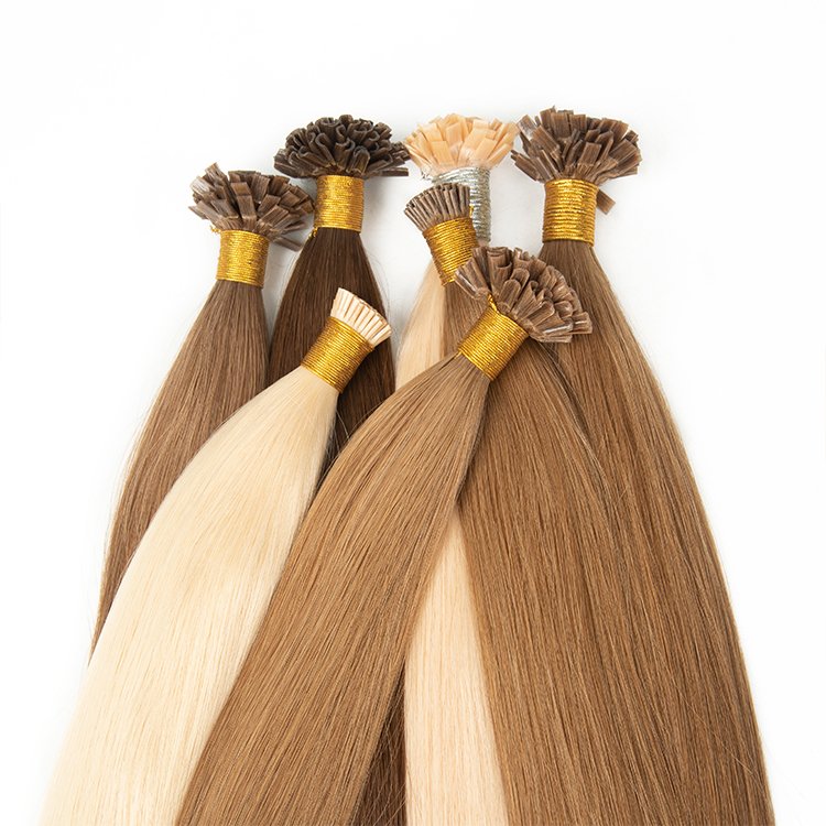 Wholesale double drawn silky straight wavy 100% Human Virgin Russian Hair Flat U I Tip Hair Extensions