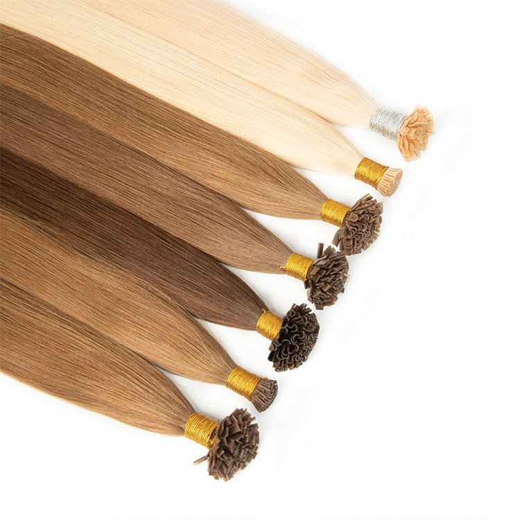 Wholesale double drawn silky straight wavy 100% Human Virgin Russian Hair Flat U I Tip Hair Extensions