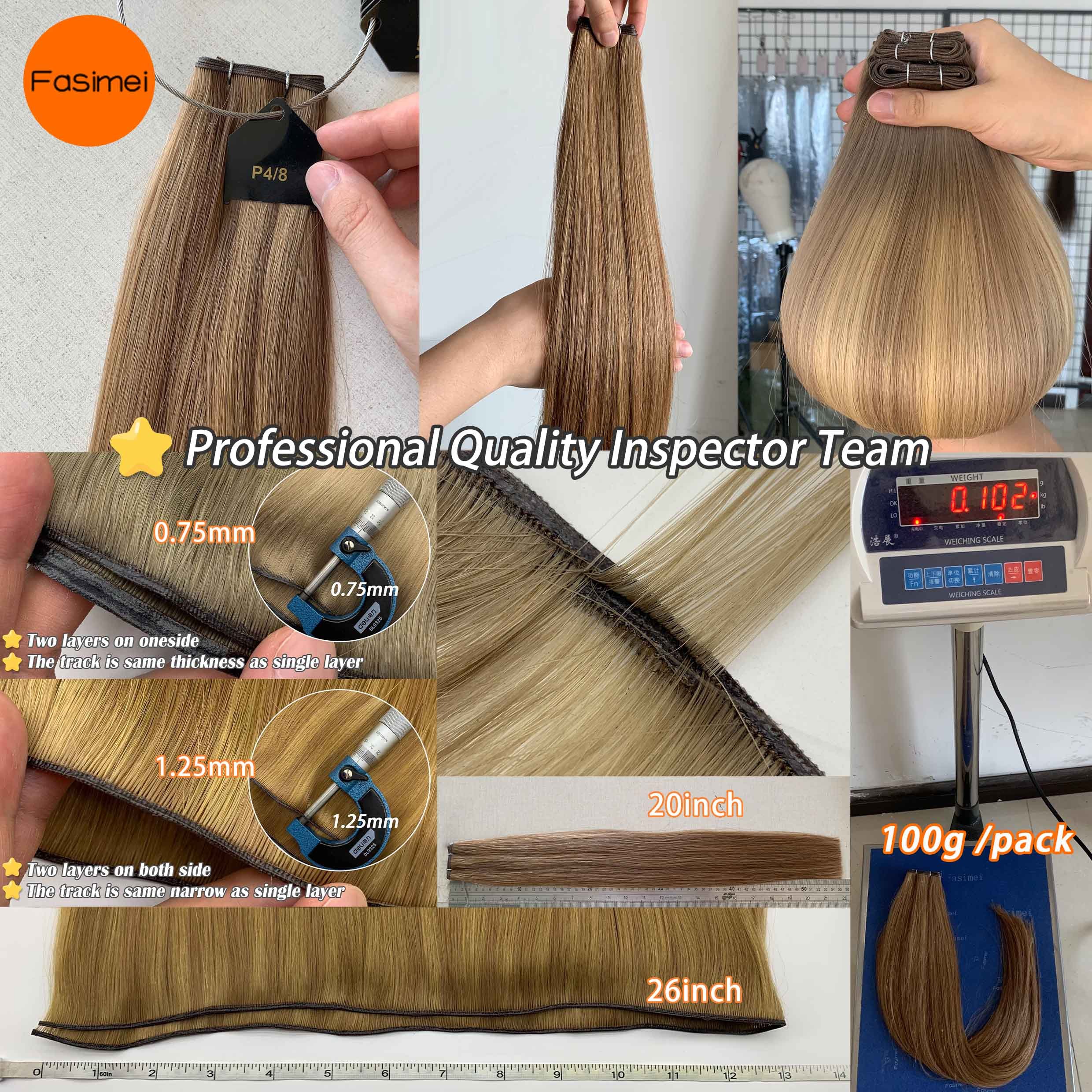 Popular Salon Quality Newest European Volume Genius Weft 100% Virgin Human Hair Extensions (Light Color)