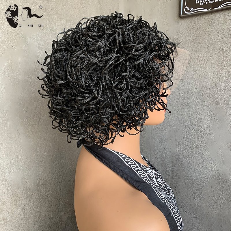 Box Braid Curly Ends Wigs Synthetic Full Lace Front Embroidery Square Part Knotless Braided Wig with Baby Hair for Black Women