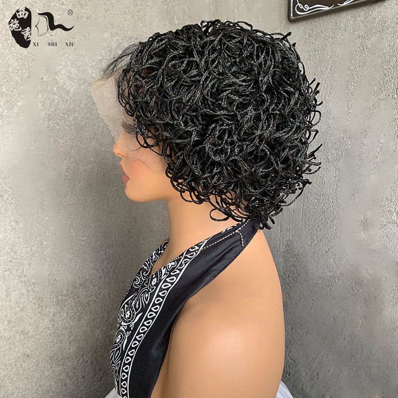 Box Braid Curly Ends Wigs Synthetic Full Lace Front Embroidery Square Part Knotless Braided Wig with Baby Hair for Black Women