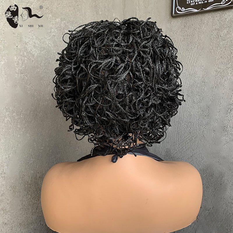Box Braid Curly Ends Wigs Synthetic Full Lace Front Embroidery Square Part Knotless Braided Wig with Baby Hair for Black Women