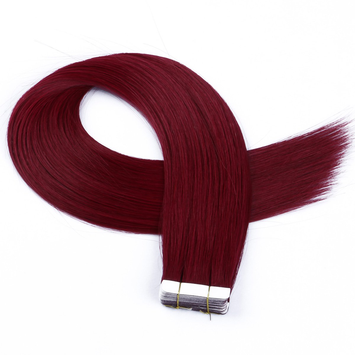 Wholesale 100% Remy Human Hair Tape Hair Extensions High Quality Cuticle Aligned Natural Virgin Tape Ins Hair Extension 99J Red