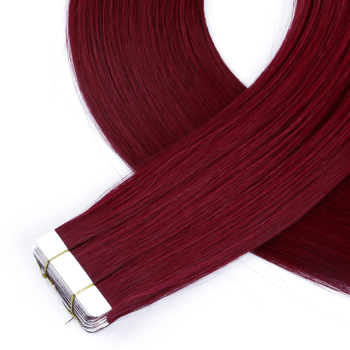 Wholesale 100% Remy Human Hair Tape Hair Extensions High Quality Cuticle Aligned Natural Virgin Tape Ins Hair Extension 99J Red