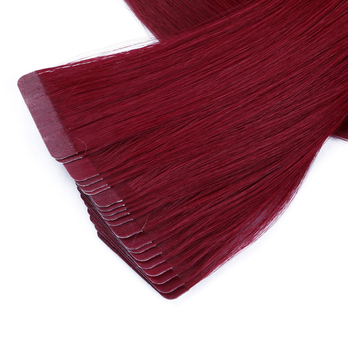 Wholesale 100% Remy Human Hair Tape Hair Extensions High Quality Cuticle Aligned Natural Virgin Tape Ins Hair Extension 99J Red