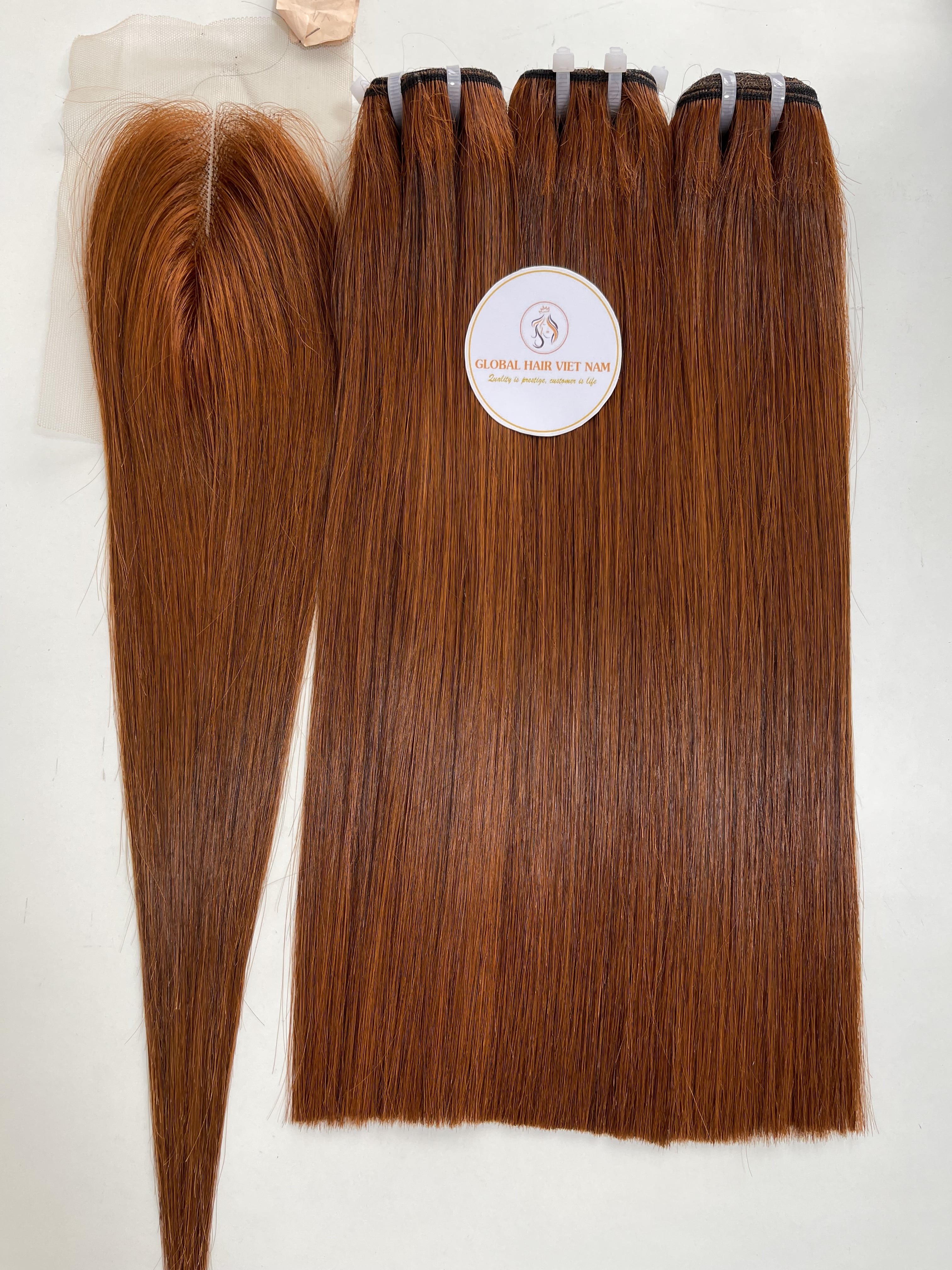 Factory Prices 100% Vietnamese Human Hair Bone Straight Bundles Brown Hair Color with Closure