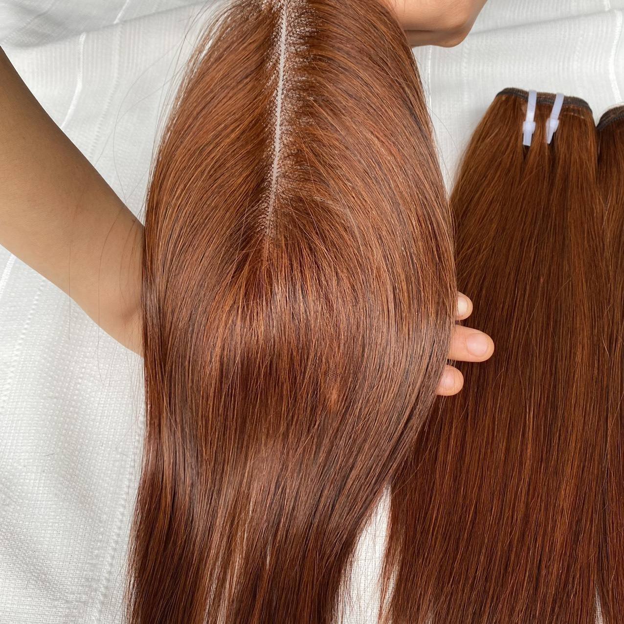 Factory Prices 100% Vietnamese Human Hair Bone Straight Bundles Brown Hair Color with Closure
