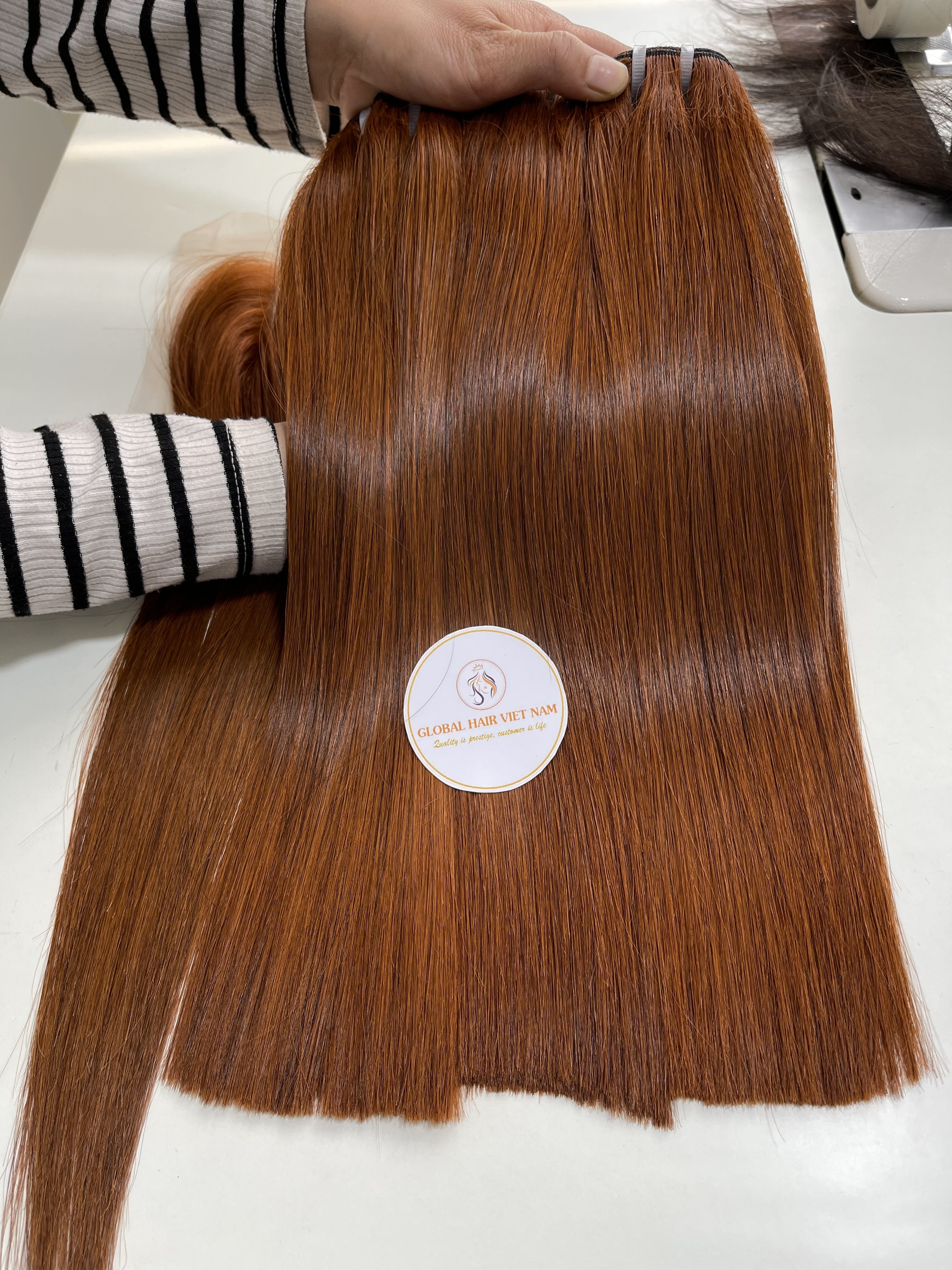 Factory Prices 100% Vietnamese Human Hair Bone Straight Bundles Brown Hair Color with Closure
