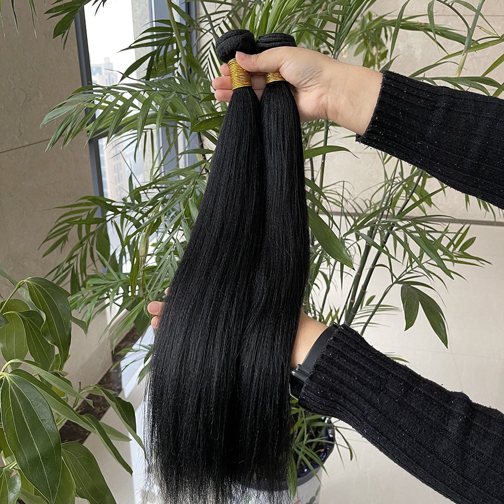 Heavy Yaki Straight Bundle Remy Human Hair,120g 8pcs/Set Full Head Machine Made Remy Kinky Coarse Yaki Clip In Hair Extensions