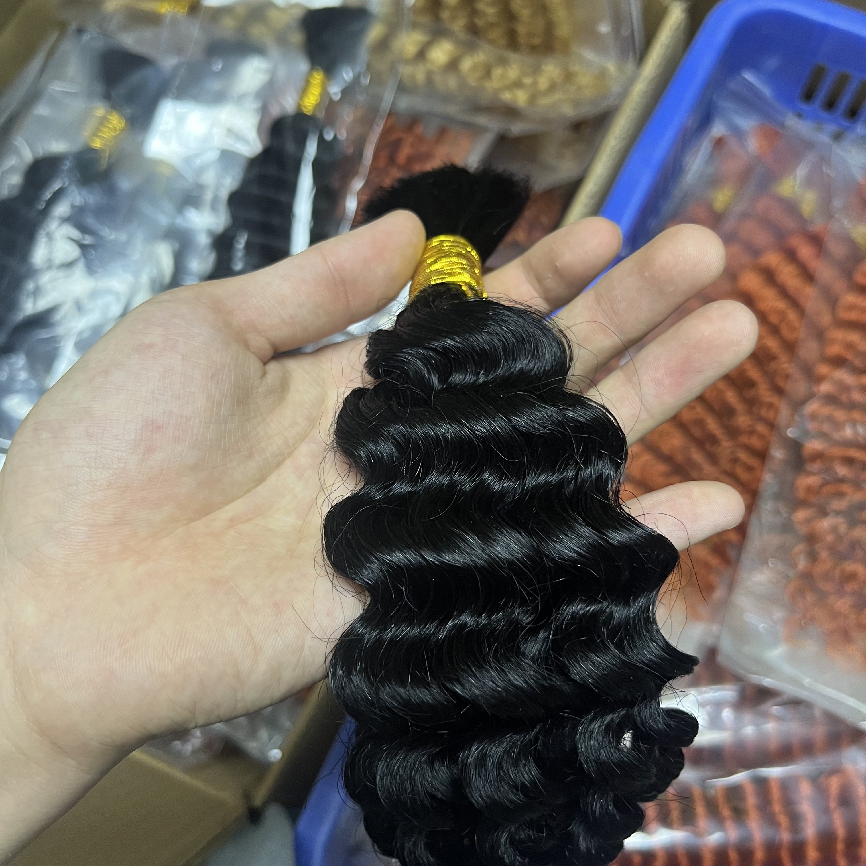 Bohemia style For Women With Deep Wave Bulk Braiding Human Hair Extensions Bulk Human Hair Braiding Bundle Hair Extension