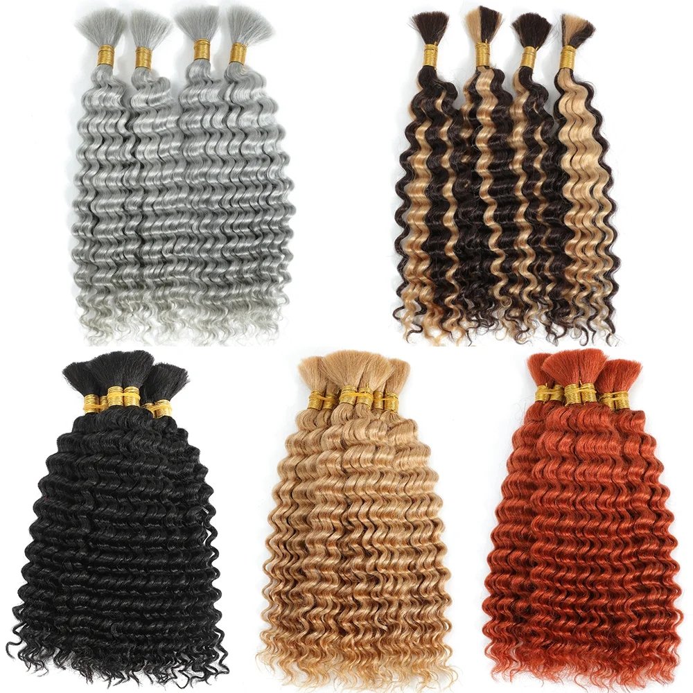 Bohemia style For Women With Deep Wave Bulk Braiding Human Hair Extensions Bulk Human Hair Braiding Bundle Hair Extension