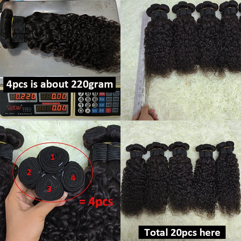 Letsfly Natural Loose Wave Curly Hair Bundles Water Wave Brazilian 10inch Remy 100% Human Hair Extensions 20pcs Cheap Wholesale