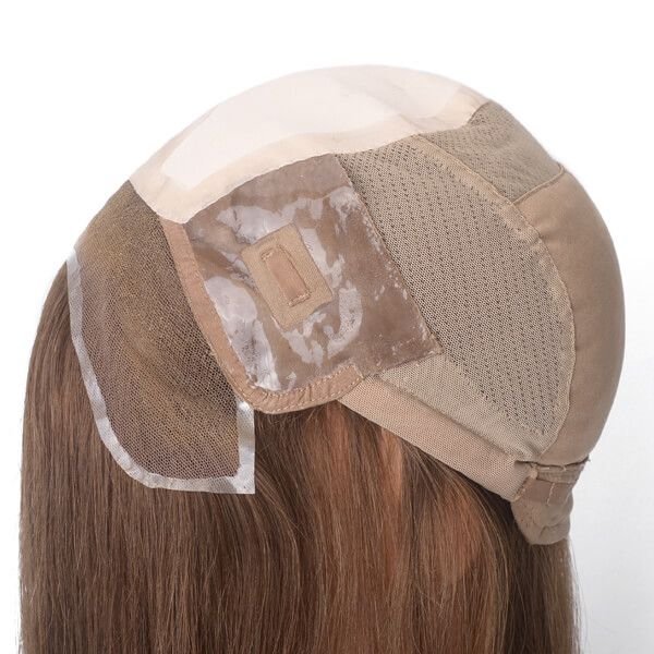 Top quality Replacement system 12A 100% natural virgin remy Human Hair brown straight pu lace medical Wigs for Cancer Patients