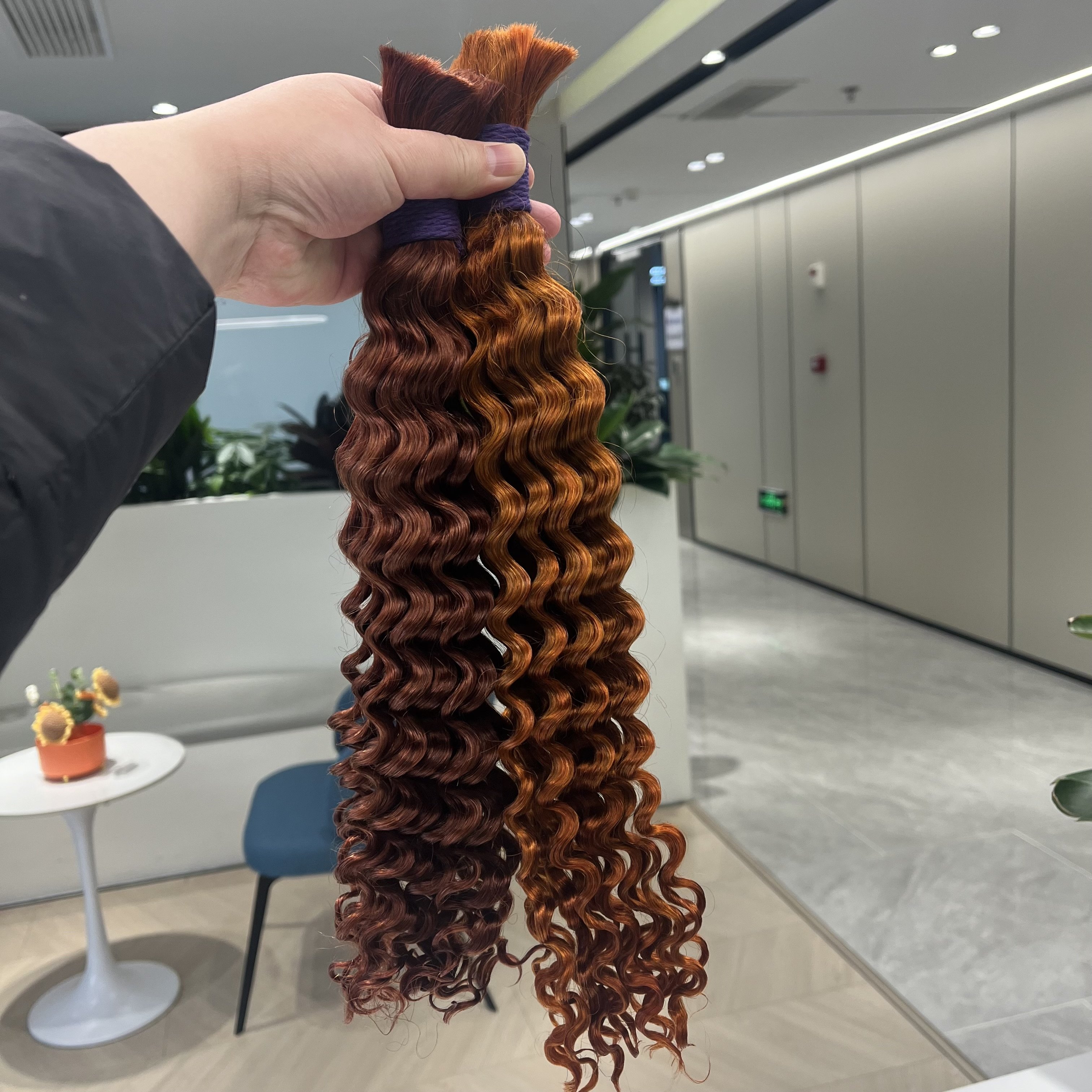 Super 100% Cuticle Aligned Virgin Hair #350 Deep Wave For Braiding Boho Hair Bulk