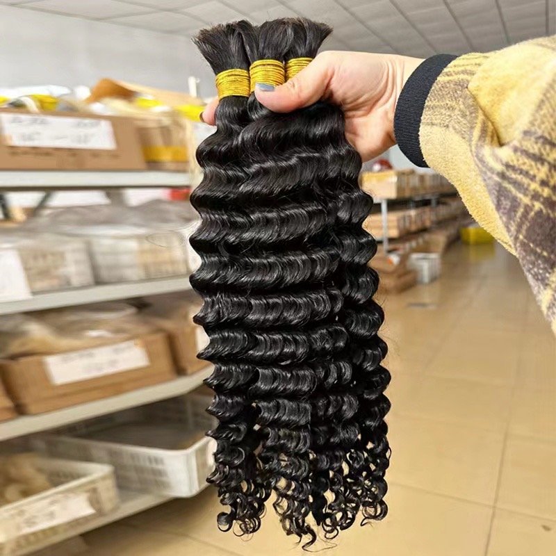Super 100% Cuticle Aligned Virgin Hair #350 Deep Wave For Braiding Boho Hair Bulk