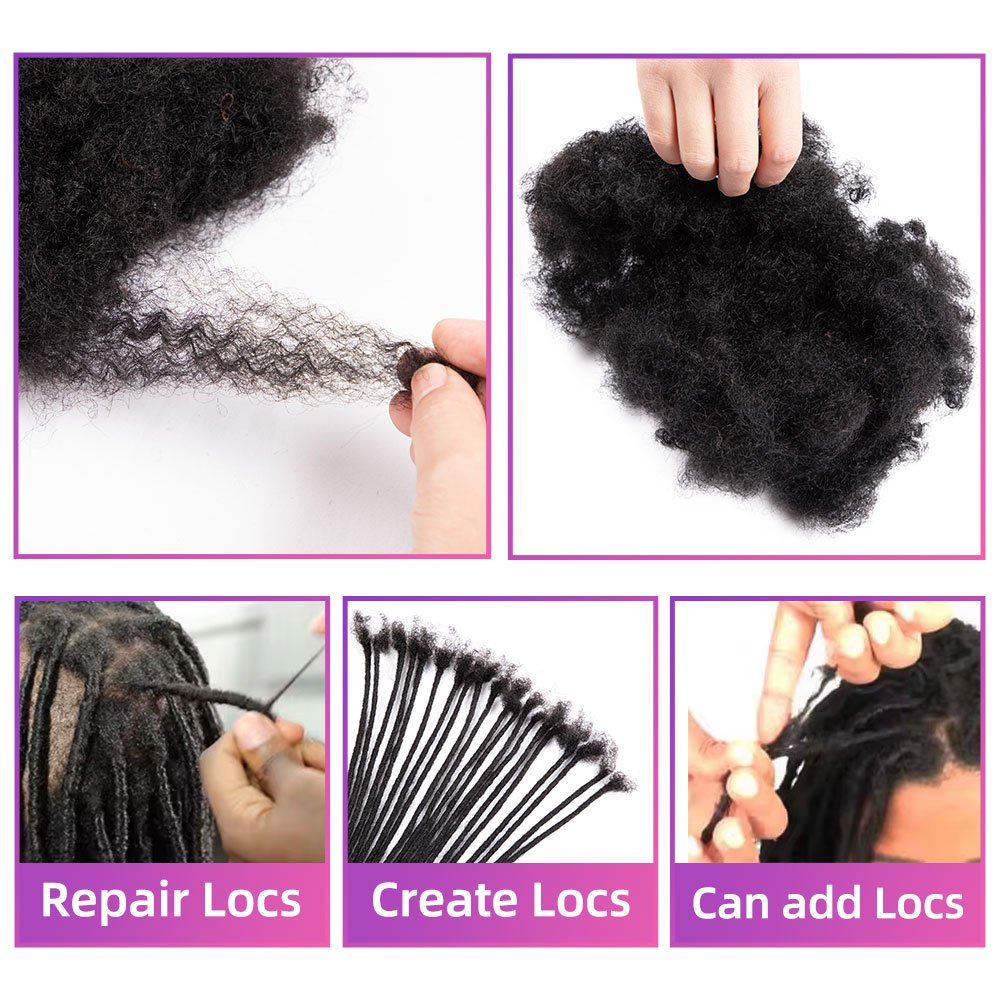 BLT 8-12 Inches Afro Kinky Bulk human hair For Dreadlocks Repair extensions Natural Soft For Men And Women