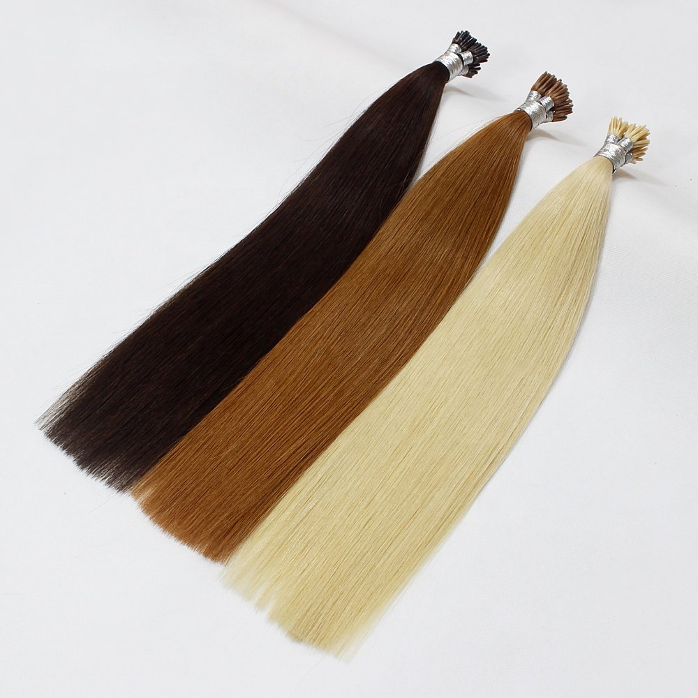 blonde color#60/613 brazilian hair real remy human hair extensions top quality keratin stick/i tip hair extensions double drawn