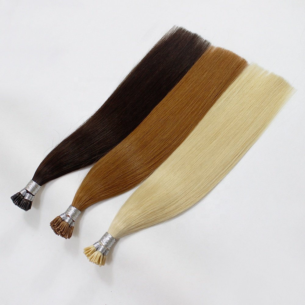 blonde color#60/613 brazilian hair real remy human hair extensions top quality keratin stick/i tip hair extensions double drawn
