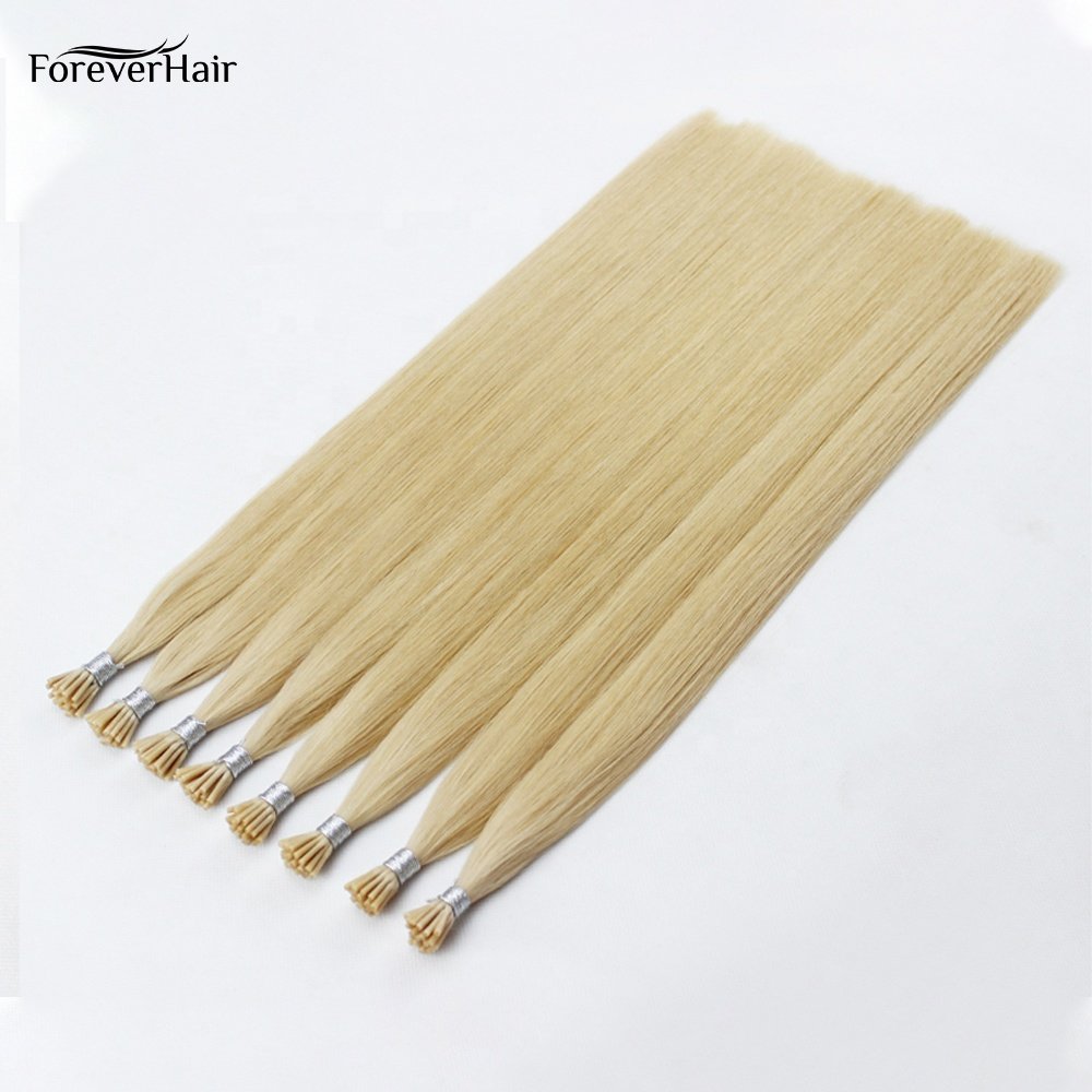 blonde color#60/613 brazilian hair real remy human hair extensions top quality keratin stick/i tip hair extensions double drawn