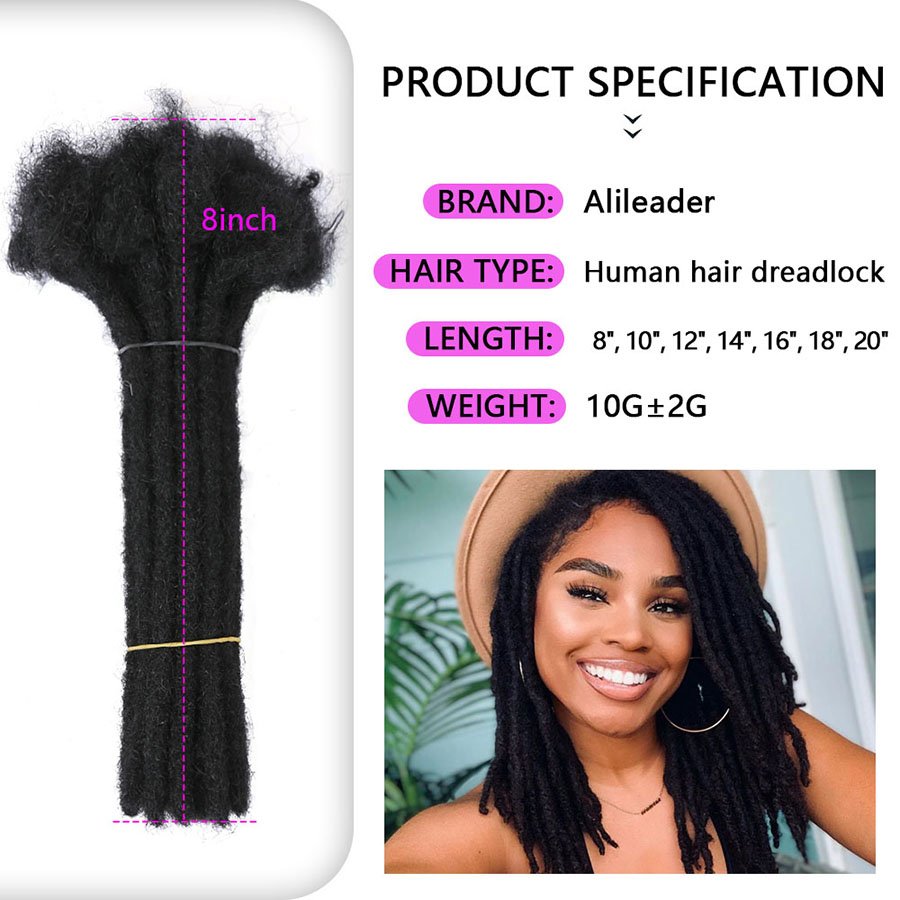 100% Human Hair Dreadlocks Handmade Human Locs Extensions for Man Women Braiding