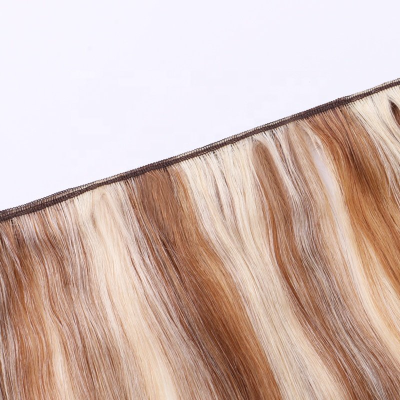 Stock 20 Inch 24 Inch long Double Weft hair extensions machine weft 100% real human hair extensions black brown ash blonde weft