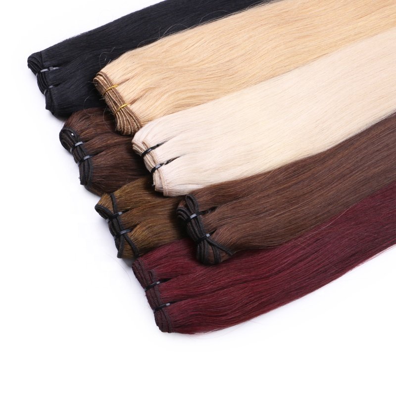 Stock 20 Inch 24 Inch long Double Weft hair extensions machine weft 100% real human hair extensions black brown ash blonde weft