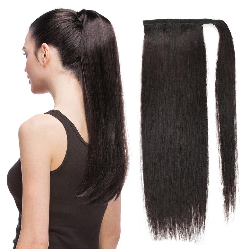 MRSHAIR 24inch 140g long Real Human Hair Ponytail Extension Brazilian Straight Blonde Human Hair Ponytail Hair Extensions