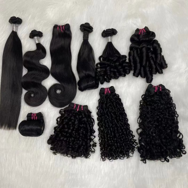 Letsfly Super Double Drawn Pixie Curly Hair Bundles ,raw burmese curly hair Fumi Egg Curl Human Hair Extension Bundle
