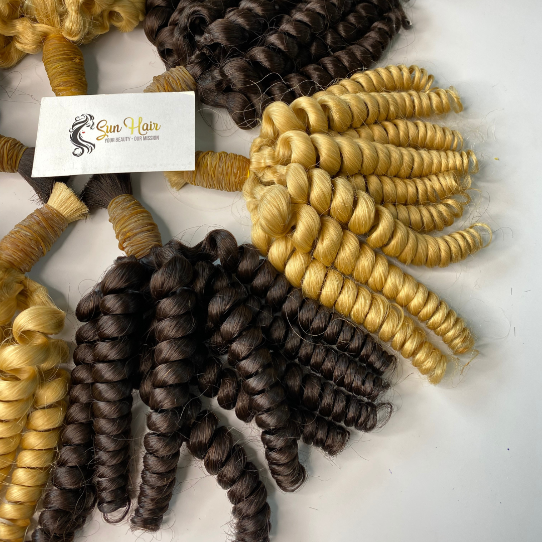 Sun Hair Company Hot Selling Best Quality Blonde Black Color Afro Curly Bulk Hair 100% Vietnamese Human Hair Extensions