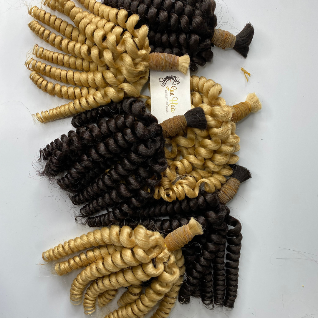 Sun Hair Company Hot Selling Best Quality Blonde Black Color Afro Curly Bulk Hair 100% Vietnamese Human Hair Extensions