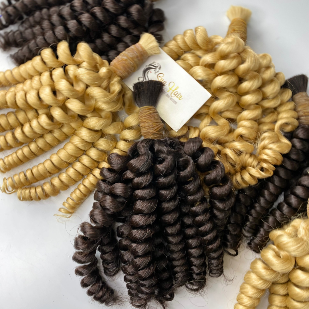 Sun Hair Company Hot Selling Best Quality Blonde Black Color Afro Curly Bulk Hair 100% Vietnamese Human Hair Extensions
