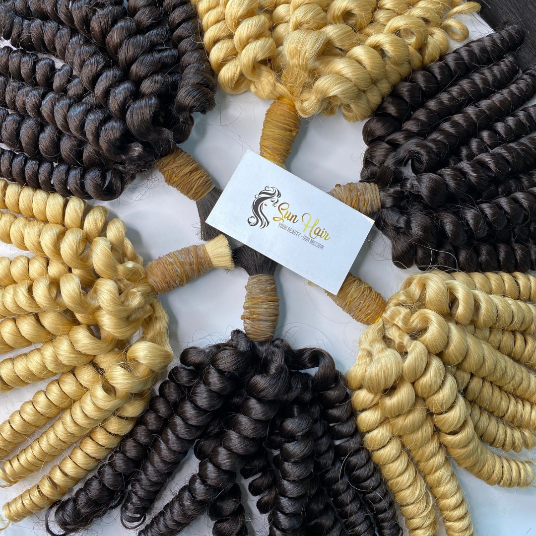 Sun Hair Company Hot Selling Best Quality Blonde Black Color Afro Curly Bulk Hair 100% Vietnamese Human Hair Extensions