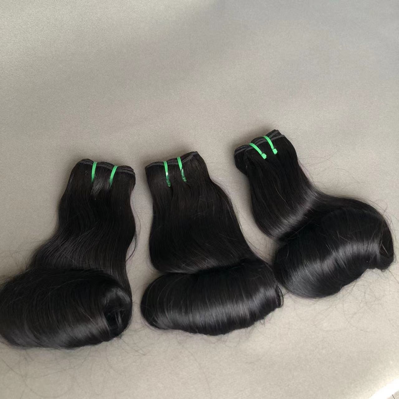 2024 Hot Sale Egg Curls Double Drawn Loose Wave Bundles With Closure Indian Temple Human Hair Black Or Brown African Market